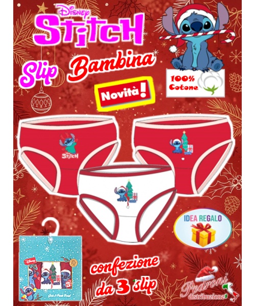 *NATALE* STITCH Slip bambina 100% COTONE...