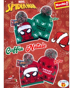 *NATALE SPIDERMAN* CUFFIA bambino "Pon-Pon" SP40186 3/8 Anni