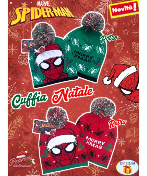 *NATALE SPIDERMAN* CUFFIA bambino "Pon-Pon"...