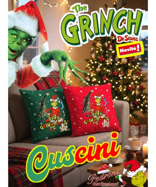 *NATALE GRINCH* CUSCINO DISEGNATO Cm.40x40...